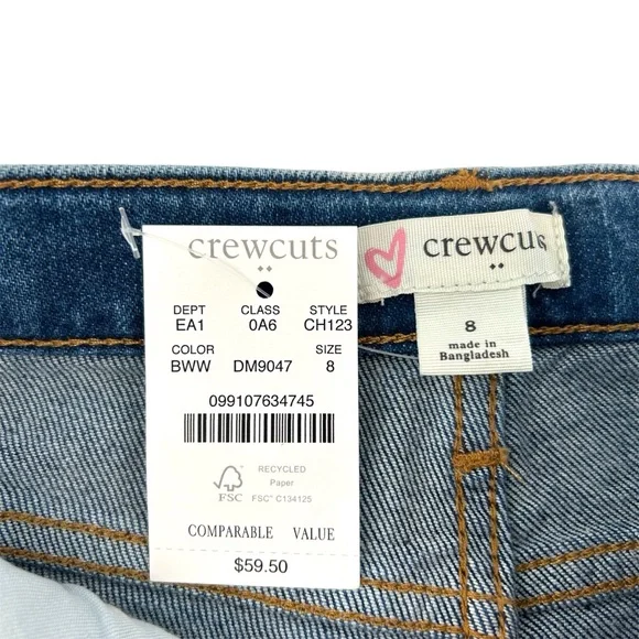 NWT Crewcuts Factory Girls’ Jean Short in Willow Wash Size 8 - Picture 10 of 11